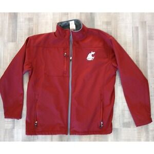 Washington State Cougars Jacket KA Mens XL Red NCAA Lined Dri Stretch zip pocket